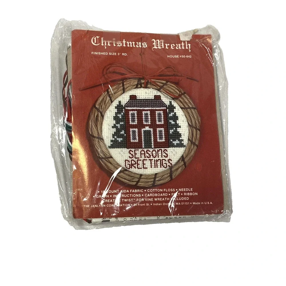 christmas wreath cross stitch kit HOUSE SEASONS GREETINGS‎ 50-642